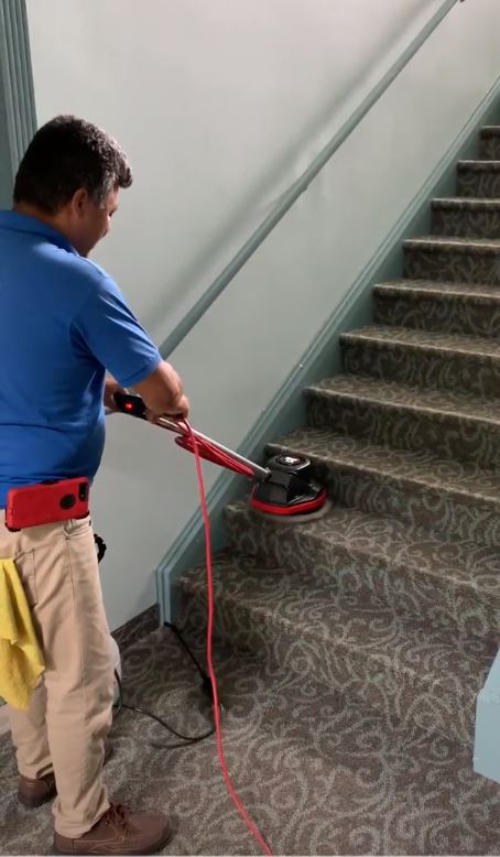 Clean Advantage Power Cleaning the Carpeted Stairs