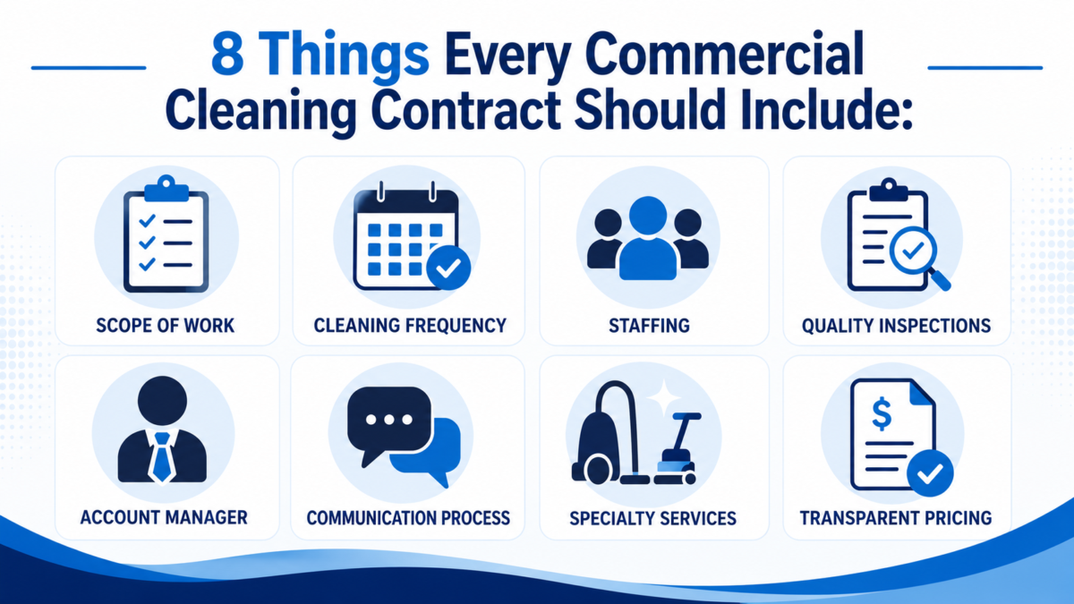 Clean Advantage Info Graphic "8 Things Every Commercial Cleaning Contract Should Include